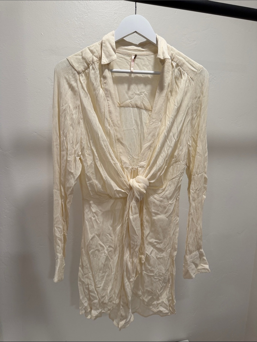 Free People Cream Tie-Front Tunic